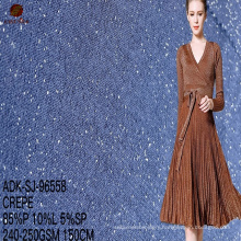 China manufacturer textile high quality wholesale knitted tejidos con lurex polyester tulle dress moss crepe fabric for dress